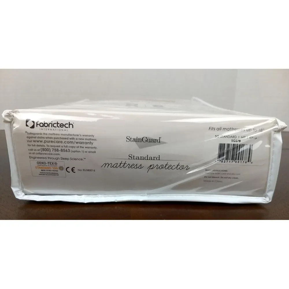 STAINGUARD Mattress Protector King Size‎ White 1-Sided Protective Barrier NEW